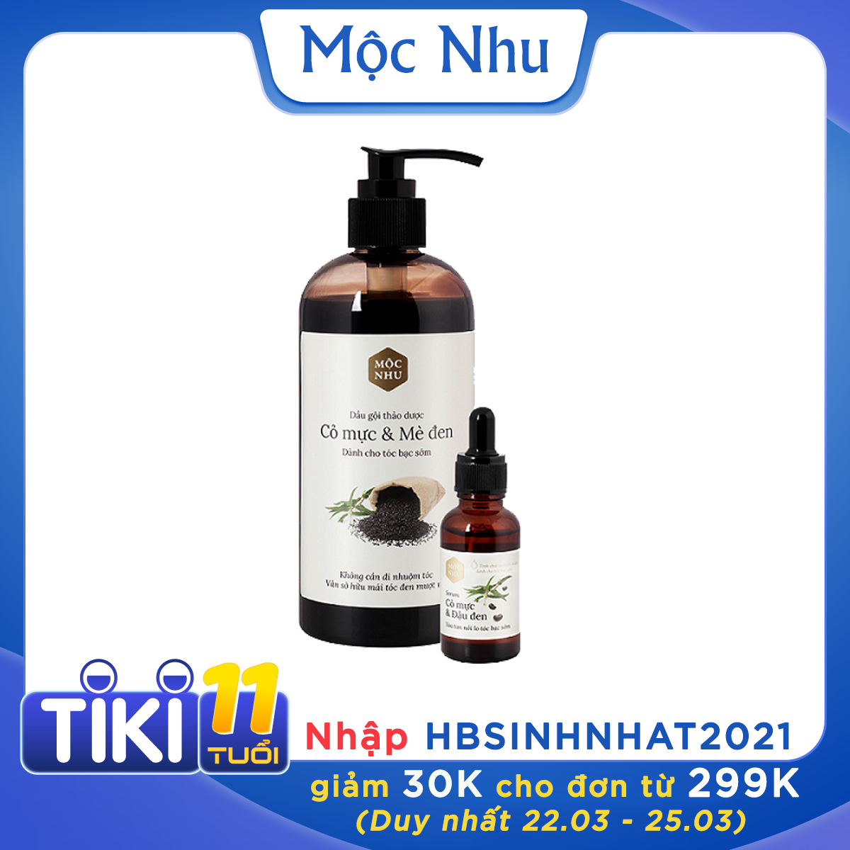 Bộ đôi Serum (30ml) &amp; Dầu gội Cỏ Mực Mộc Nhu (300ml)