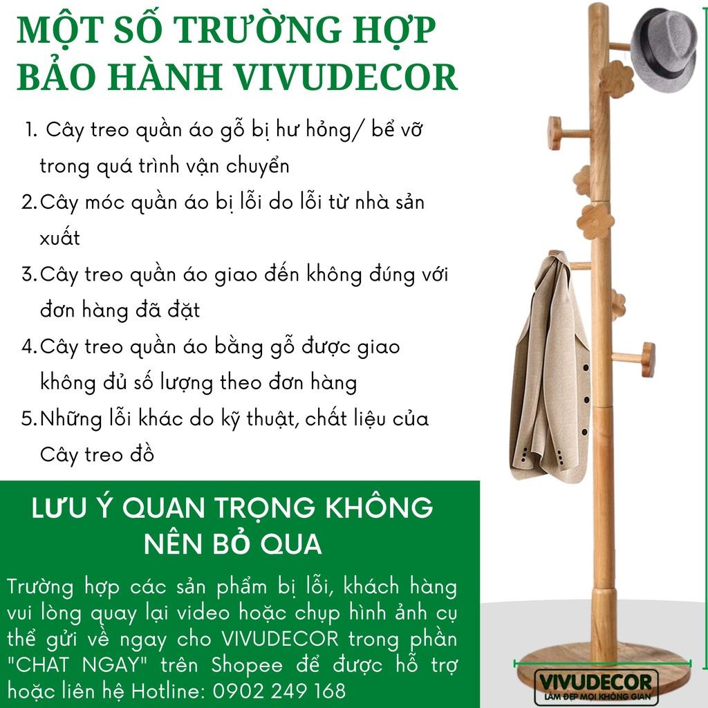 Cây treo quần áo VIVUDECOR CT15 100% gỗ tự nhiên 8 nhánh