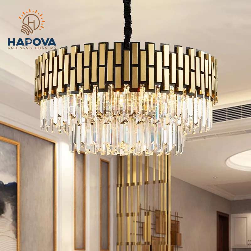 Đèn chùm pha lê cao cấp phòng khách HAPOVA KANDI MS 032 kích thước 800mm