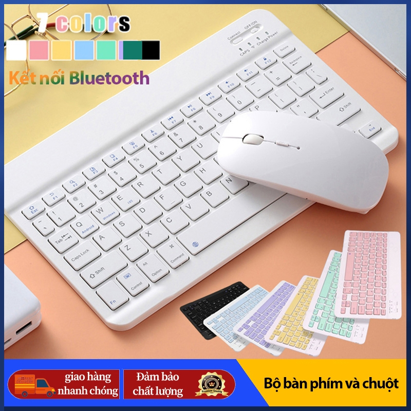 Combo chuột và bàn phím Bluetooth mini không dây, dùng cho máy tính, laptop, máy tính bảng, điện thoại - Hàng chính hãng