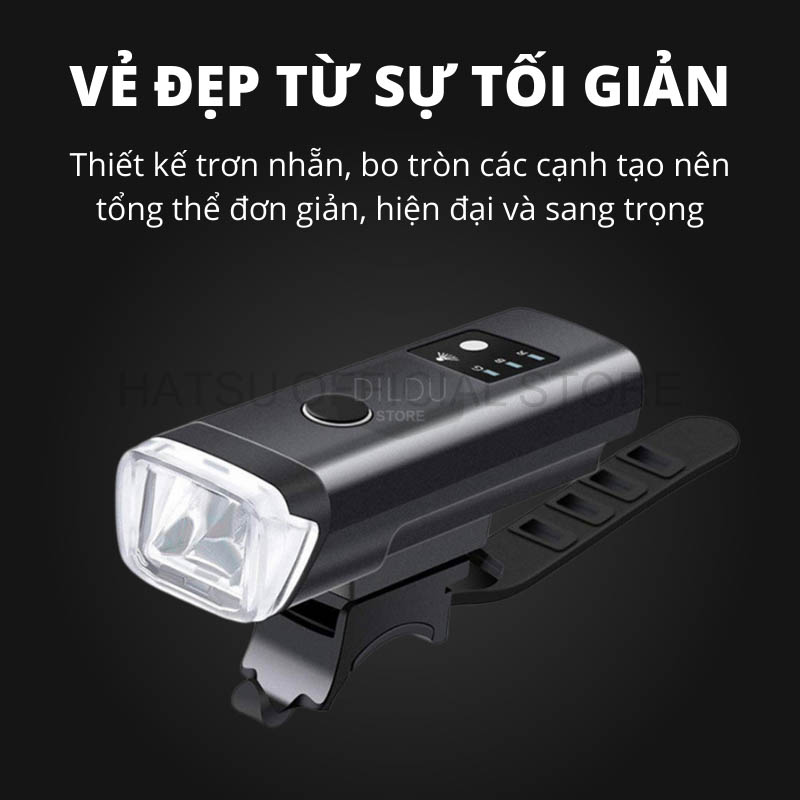 Đèn còi xe đạp siêu sáng HATSU XPG HJ-047B - đèn cảm biến ánh sáng tự động - đèn Led xe đạp thể thao Pin 2400mAh - Sạc USB - Phiên bản có Còi, âm thành 120db