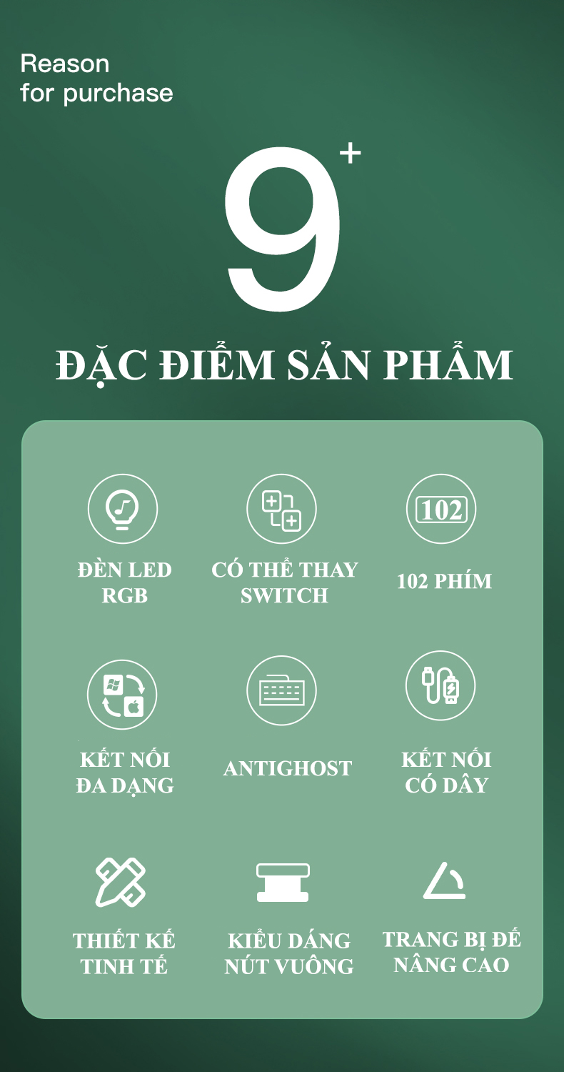 Bàn phím cơ LANGTU GK102 red switch có nhiều chế độ đèn led với màu sắc phối màu độc lạ dành cho game thủ - Hàng Chính Hãng