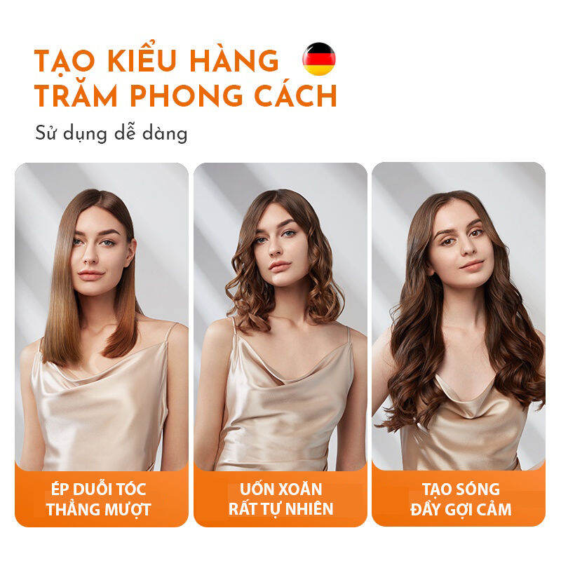 Máy Uốn Tóc Mini Tự Động Hàn Quốc 3 in 1 Smart Curl Máy Làm Xoăn Tự Động Kiêm Máy Duỗi Tóc Ép Tóc Ion Âm Tiện Dụng 5 Mức Nhiệt Phù Hợp Nhiều Kiểu Tóc Tự Động Ngắt Khi Quá Nhiệt - Tặng Lược Và Kẹp Tóc Thời Trang