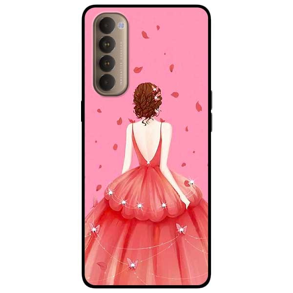 Ốp lưng dành cho Oppo Reno 4 Pro mẫu Cô Gái Váy Hồng