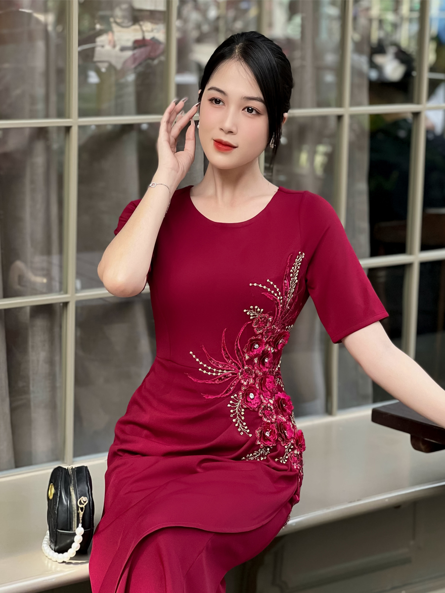 [HCM] Đầm đi tiệc đuôi cá kết hoa 3D sang trọng D102 - Khánh Linh Style - Lady Fashion