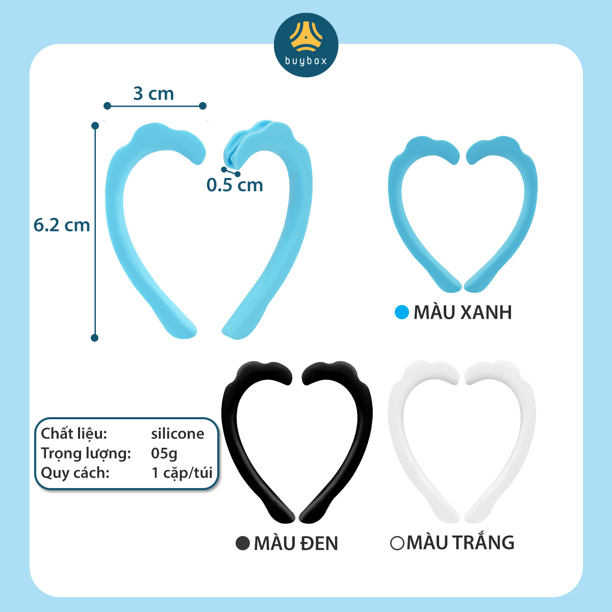Quai đeo khẩu trang chất liệu silicone giúp đệm êm vành tai, giảm hằn đỏ _BUYBOX_BBPK195