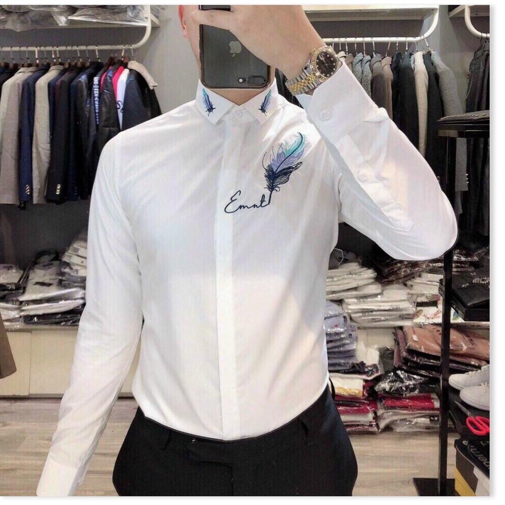 Áo sơ mi vải lụa 3D không nhăn HOẠ TIẾT LÔNG VŨ CỰC ĐẸP CHO CÁC CHÀNG KME FASHION