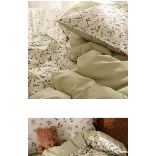 Bộ Chăn Ga Gối Cotton Living 100%cotton Hàng nhập khẩu cao cấp 4 món hoa nhí Vintage