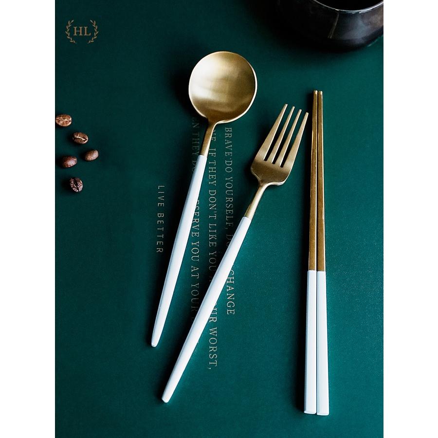 ĐŨA - SÚP - NĨA INOX CAO CẤP KHÔNG MÒN | SET THÌA NĨA INOX PHONG CÁCH TÂN CỔ ĐIỂN HOME LUXURY DECOR XANH TRẮNG