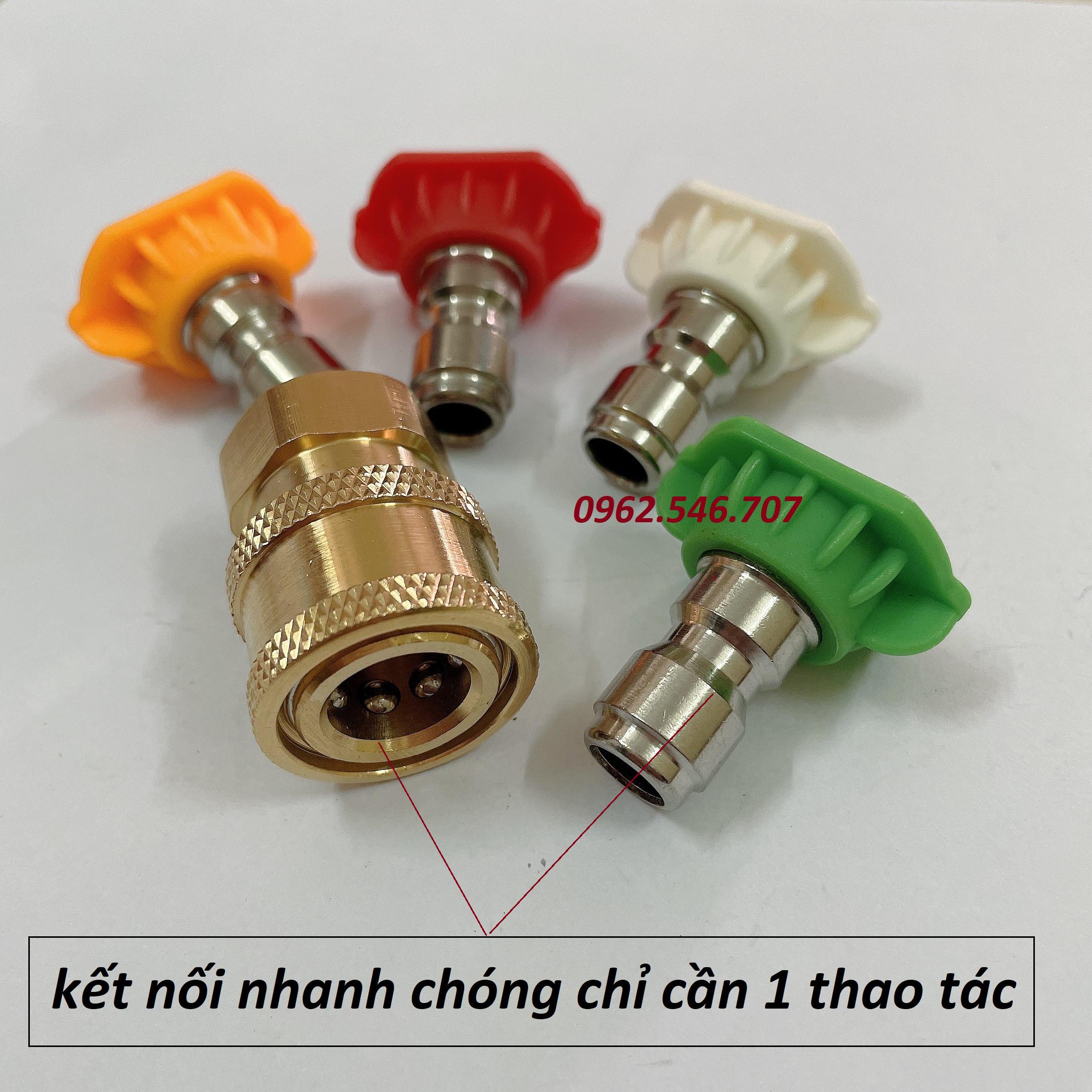 Ống nối dài súng rửa xe áp lực cao 38cm Kèm khớp nối nhanh và Bộ 4 Béc phun từ 0°- 40