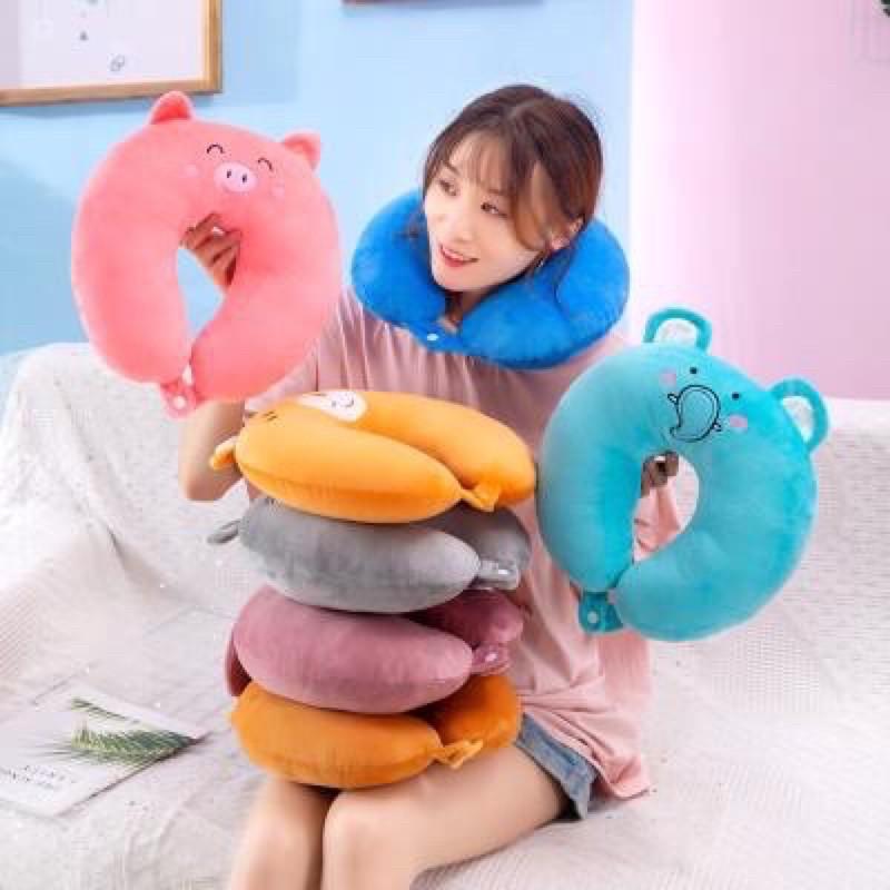 Gối kê cổ chữ u cho dân văn phòng đi du lịch chống mỏi vai gáy có nút bấm