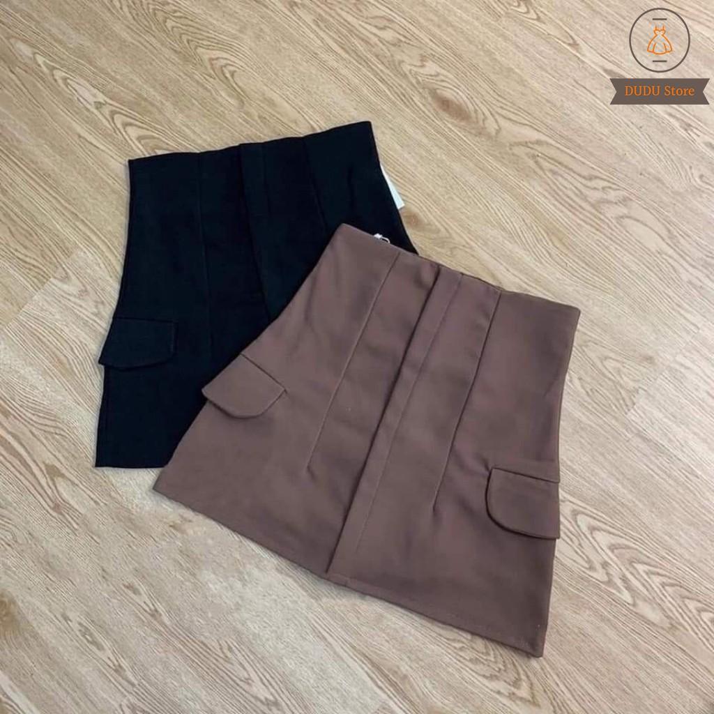 Chân Váy Nữ Cạp Cao Siêu Tôn Dáng Có Nắp Túi Khoe Eo Khoe Mông