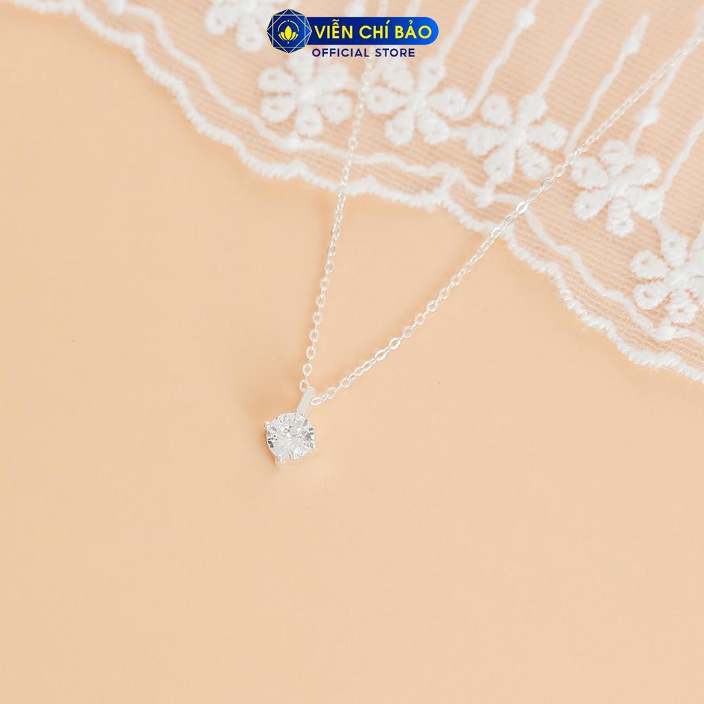 Dây chuyền bạc nữ đính đá nhỏ nữ bạc 925 thời trang phụ kiện trang sức nữ Viễn Chí Bảo D400473*