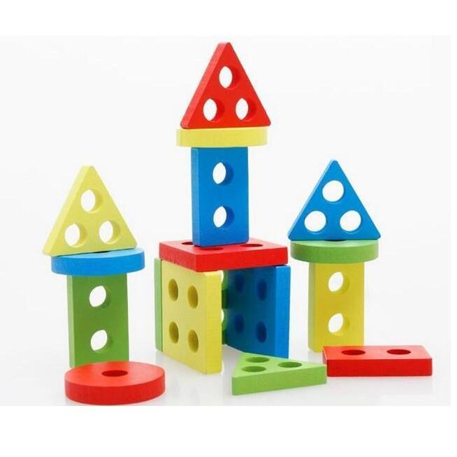 Đồ chơi gỗ Montessori thả hình khối 4 cọc cho bé - Đồ chơi thông minh cho bé, phát triển trí tuệ