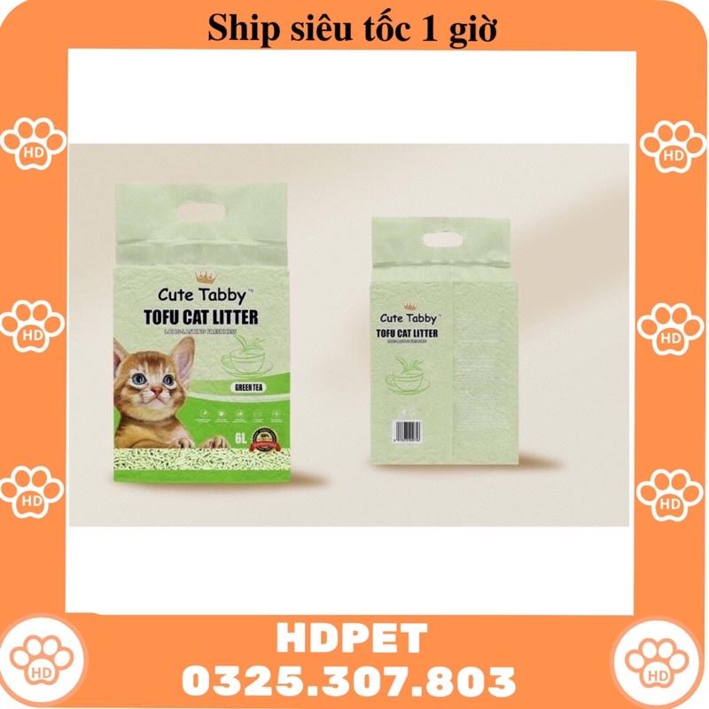 Cát đậu nành cute tabby 6L , TOFU CATLITTER bao hút chân không