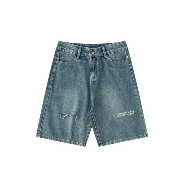 Quần short jeans thêu đánh rách - ẢNH THẬT