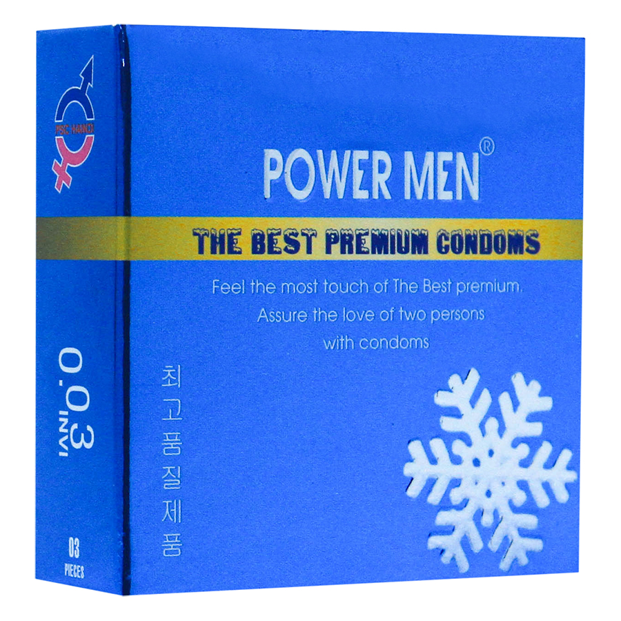 Bao Cao Su Powermen Hương Bạc Hà Mát Lạnh Siêu Mỏng 0.03 (Hộp 3 Chiếc)