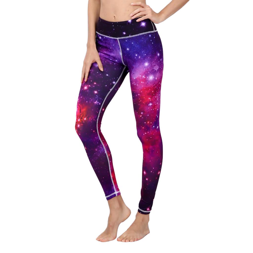 Women's High Waist Galaxy Space Star Print Yoga Pants Tights Stretchy Pilates Workout Sport Yoga Leggings Activewear