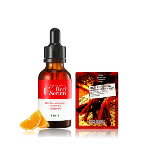 [ TẶNG KÈM ] Tinh chất dưỡng sáng trắng , phục hồi da , mờ vết thâm My Signature Red C Serum Tia'm 30ml + Mặt nạ 3D Foodaholic