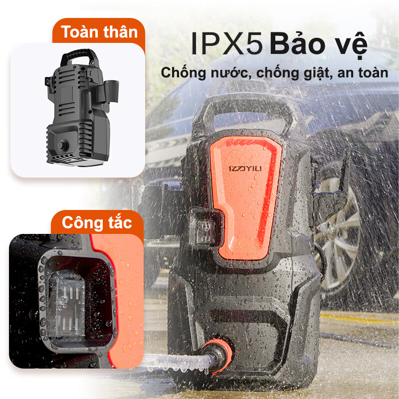 Máy rửa xe áp lực cao ABG yili YLQ3500H-90A rửa xe cao áp công suất 1300W dạng đứng hiện đại 2023, chống nước, chống điện giật, máy rửa xe gia đình, công nghiệp, thiết kế nhỏ gọn  - Hàng Chính Hãng