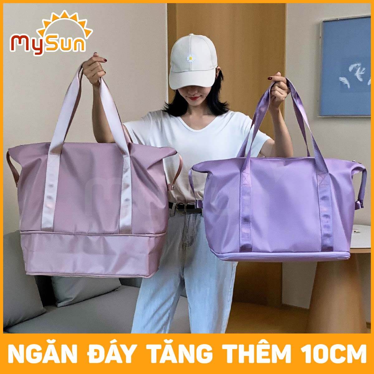 Túi xách đựng đồ du lịch quần áo cá nhân gấp gọn 2 tầng cỡ lớn cho nam nữ chính hãng MySun Double