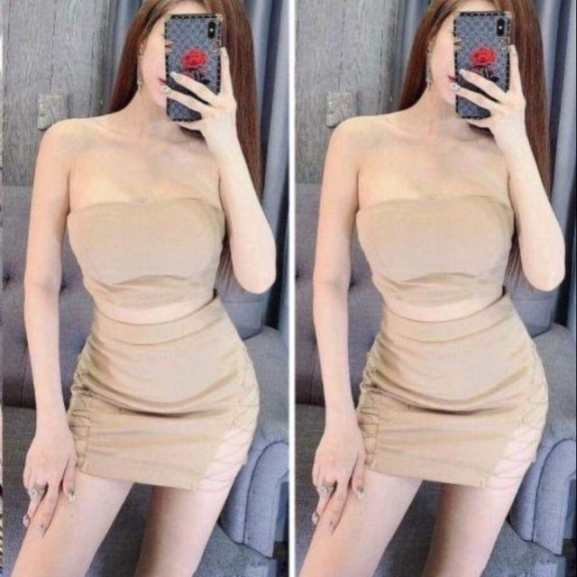 Sét áo cúp chân váy đan dây