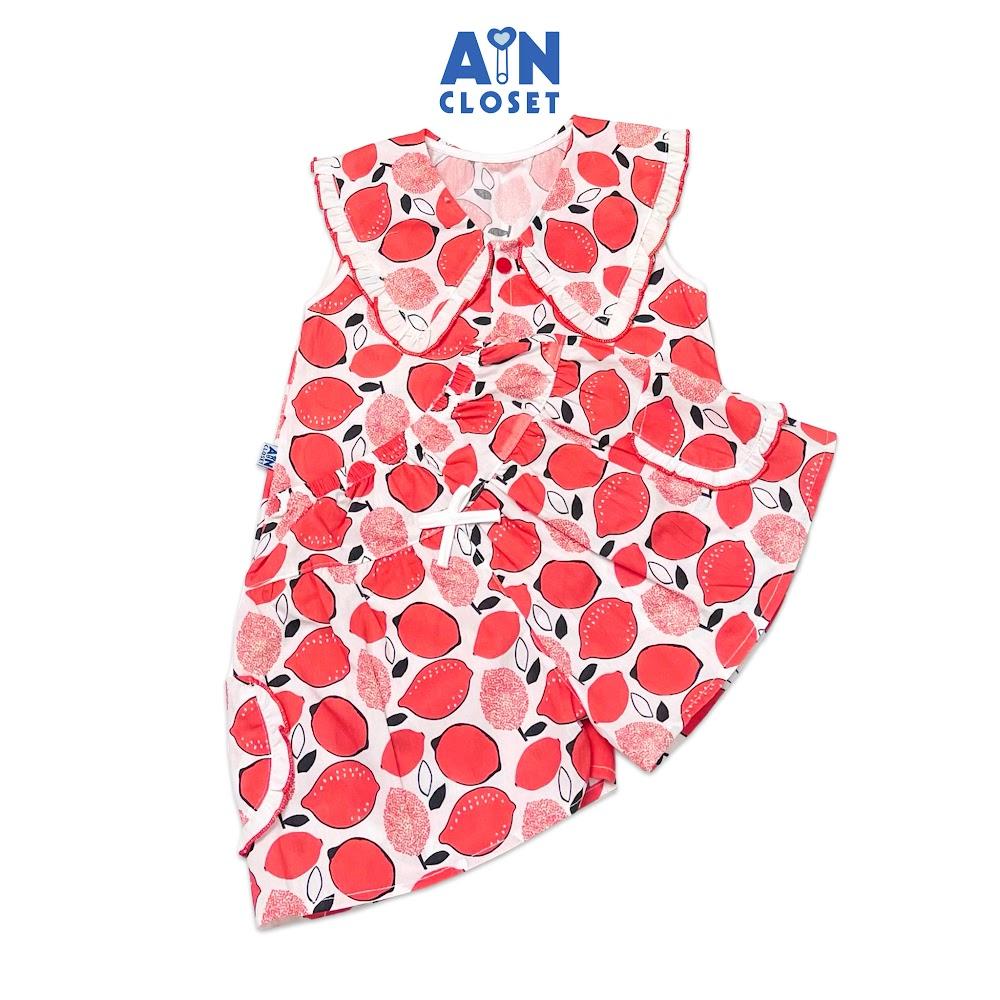 Bộ quần áo ngắn bé gái họa tiết Chanh đỏ quần váy cotton - AICDBGZYQMND - AIN Closet