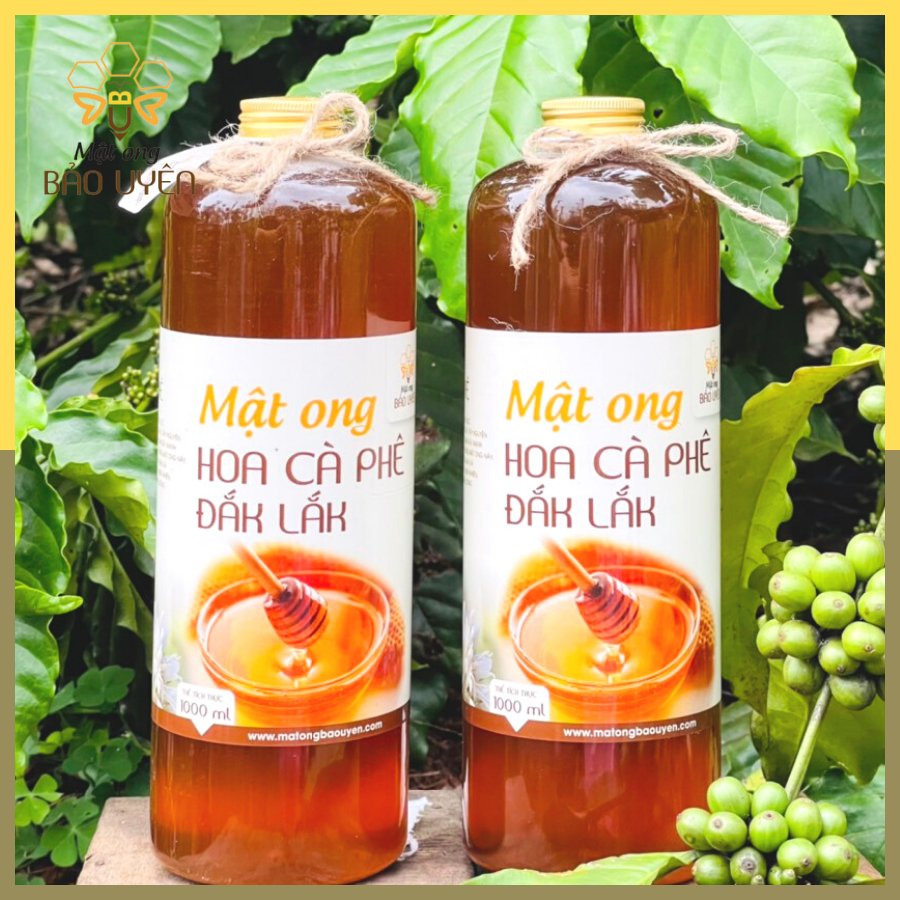 Combo 2 Mật Ong Hoa Cà Phê Đắk Lắk Nguyên Chất Chống Oxy Hóa Tăng Cường Sức Đề Kháng Dung Tích Chai 1 Lít