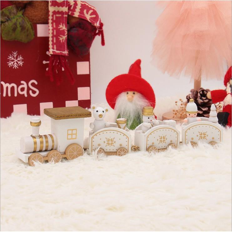 Đoàn tàu Giáng sinh bằng gỗ cho các bạn trang trí Noel, quà tặng, DIY