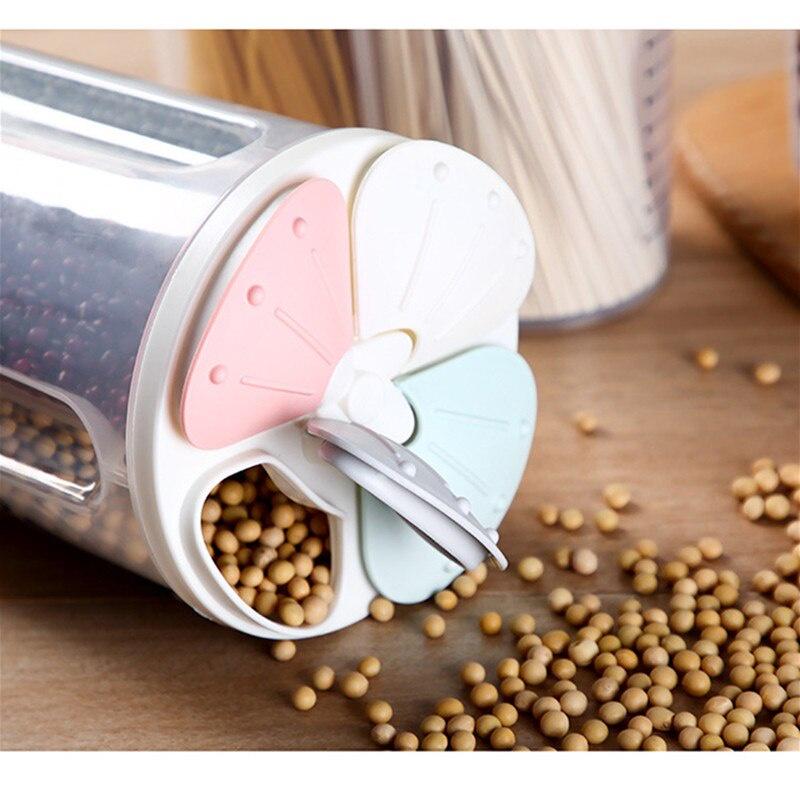 2/3/4 Grid Separate transparent grain storage bottle household kitchen food moisture-proof sealed cans dry cereal container
