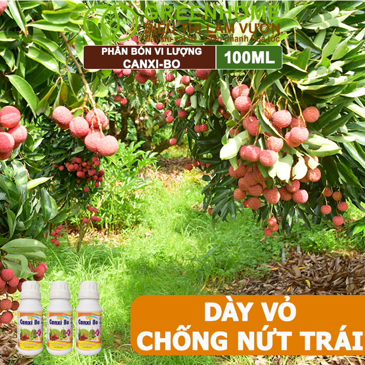 Phân Bón Vi Lượng Canxi Bo Greenhome, Chai 100ml, Kích Rễ, Chống Rụng Trái Non Trên Cây Trồng