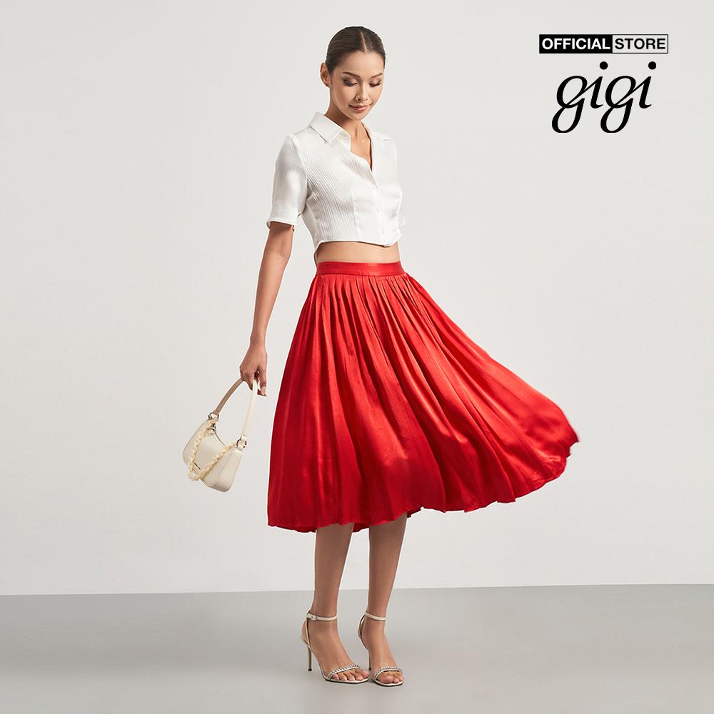 GIGI - Áo sơ mi croptop nữ tay ngắn thời trang G1106T222279