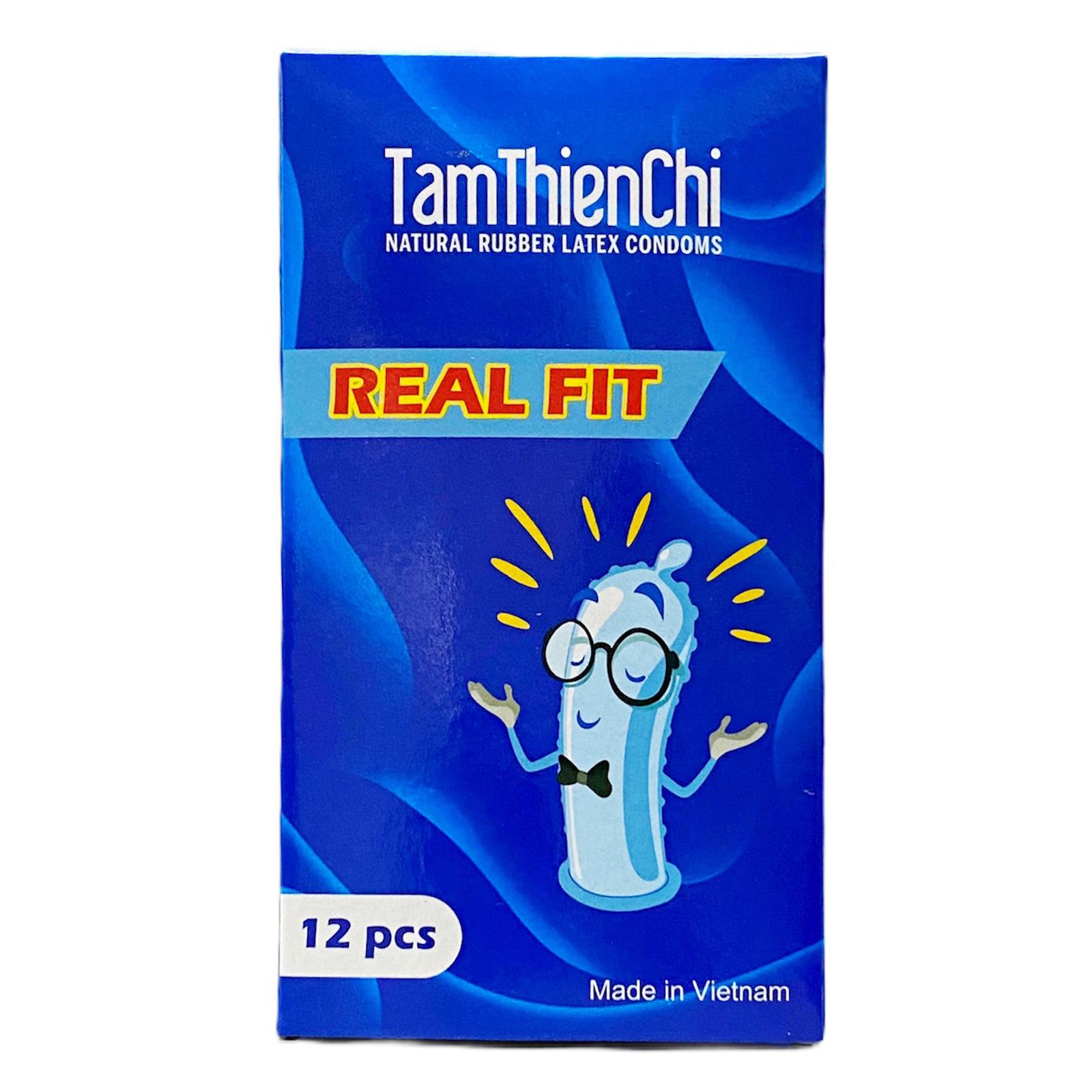 Bao cao su Tâm Thiện Chí Real Fit mỏng trơn hộp 12 chiếc