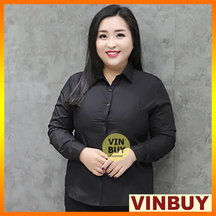 Áo sơ mi bigsize nữ dài tay màu đen form công sở đẹp cho người đến 90kg