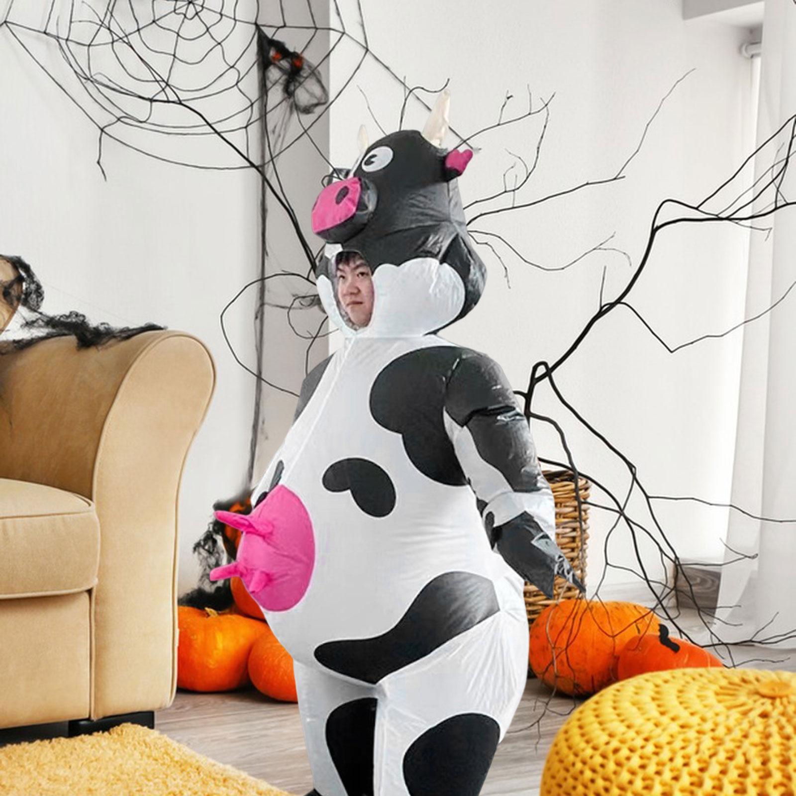 Inflatable Cow Costume Farm Animal Costume Role Play Clothing Blow Costume Fancy Dress for Party Holiday Halloween Carnival Cosplay Props