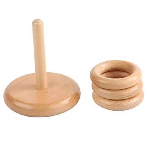 3 vòng gỗ trên trục thẳng đứng - Three Discs on a vertical Dowel-wooden color