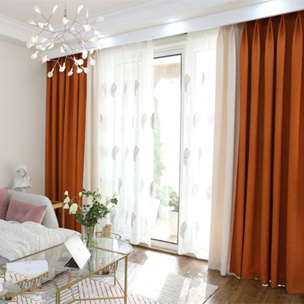 Rèm cửa vải LUCYA18-34 có thanh treo hợp kim nhôm màu gỗ đầu nhọn - cao cố định 2m1