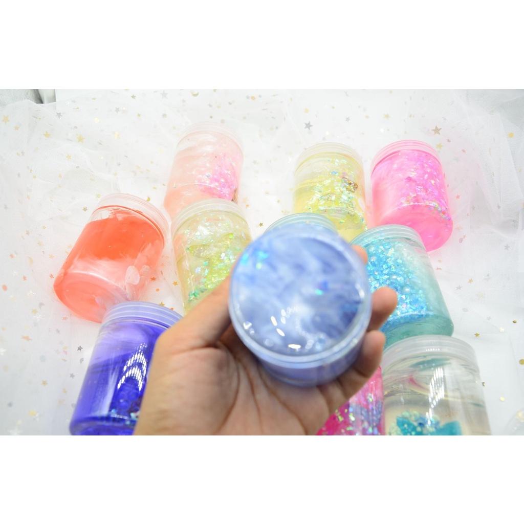 Slime trong 150ml hũ flan kim tuyến giấy Đồ chơi slam chất nhầy ma thuật squishy