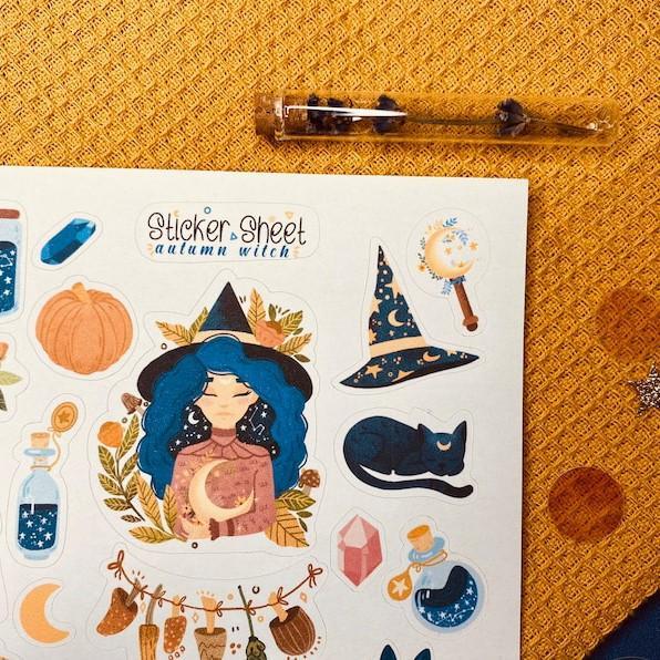 Sticker sheet autumn witch - chuyên dán, trang trí sổ nhật kí, sổ tay | Bullet journal sticker - unim056