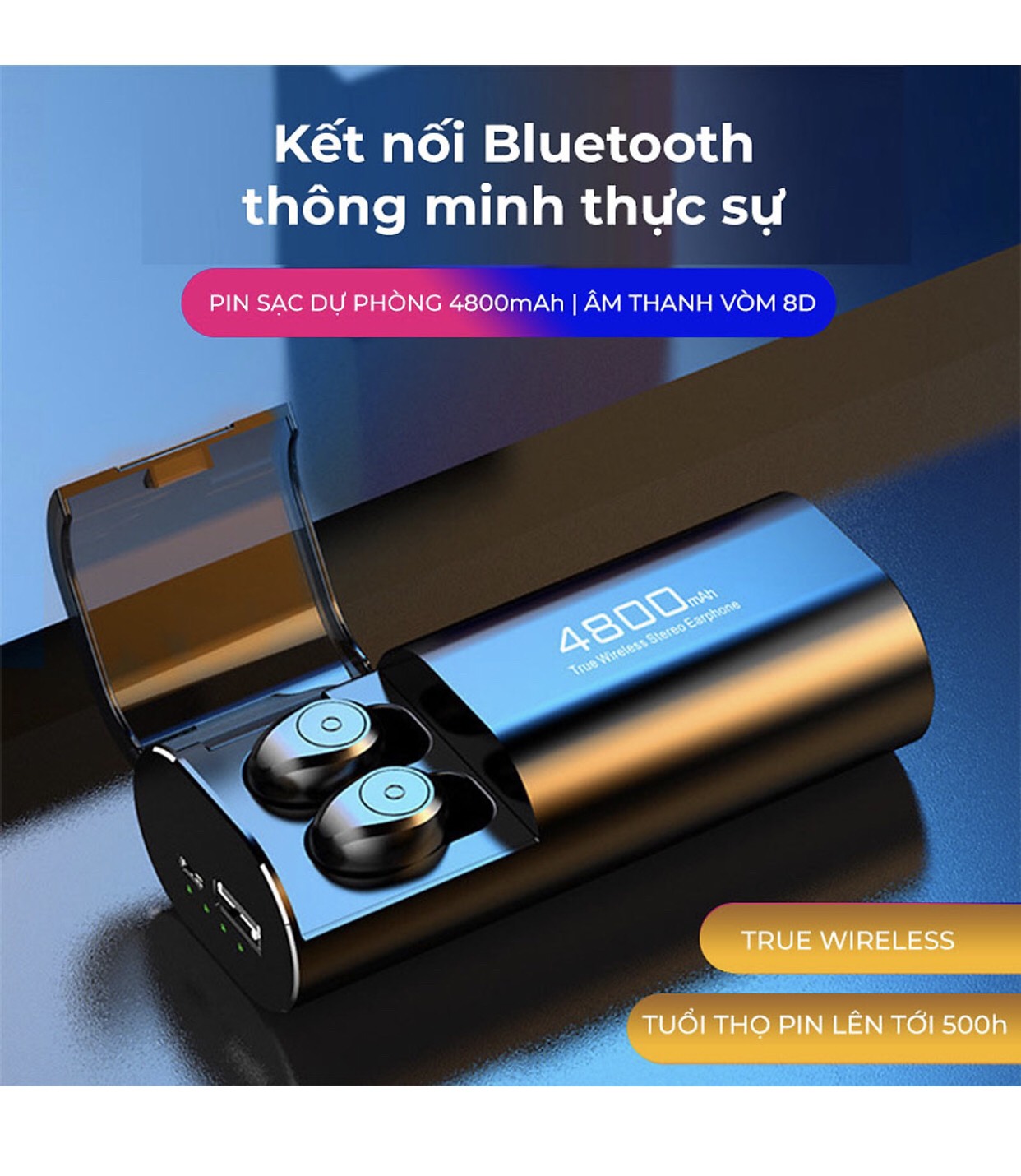 Tai nghe chơi game, nghe nhạc  Anncoe AS22 KIÊM PIN SẠC DỰ PHÒNG dung lượng cao 480 mAh, kết nối Bluetooth 5.0, kiêm Giá đỡ điện thoại - Hàng chính hãng