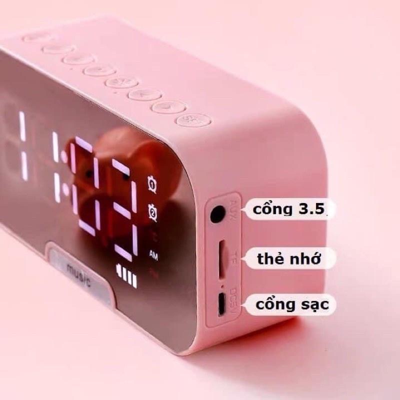 Loa bluetooth kiêm đồng hồ báo thức G10 màn hình tráng gương hiển thị đèn led nghe đài fm radio