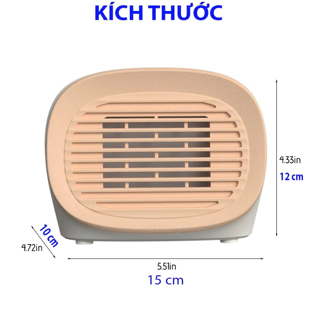 Máy sưởi mini để bàn công suất 400W, làm ấm góc rộng, nóng nhanh, nhỏ gọn tiện lợi, Quạt Sưởi Gốm Văn Phòng Du Lịch Dã Ngoại Phượt - Hàng Nhập Khẩu