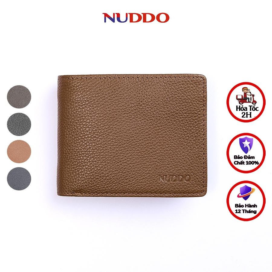 Ví da nam cao cấp NUDDO bóp nam da bò thật vân hạt kiểu dáng ngang cao cấp NN006