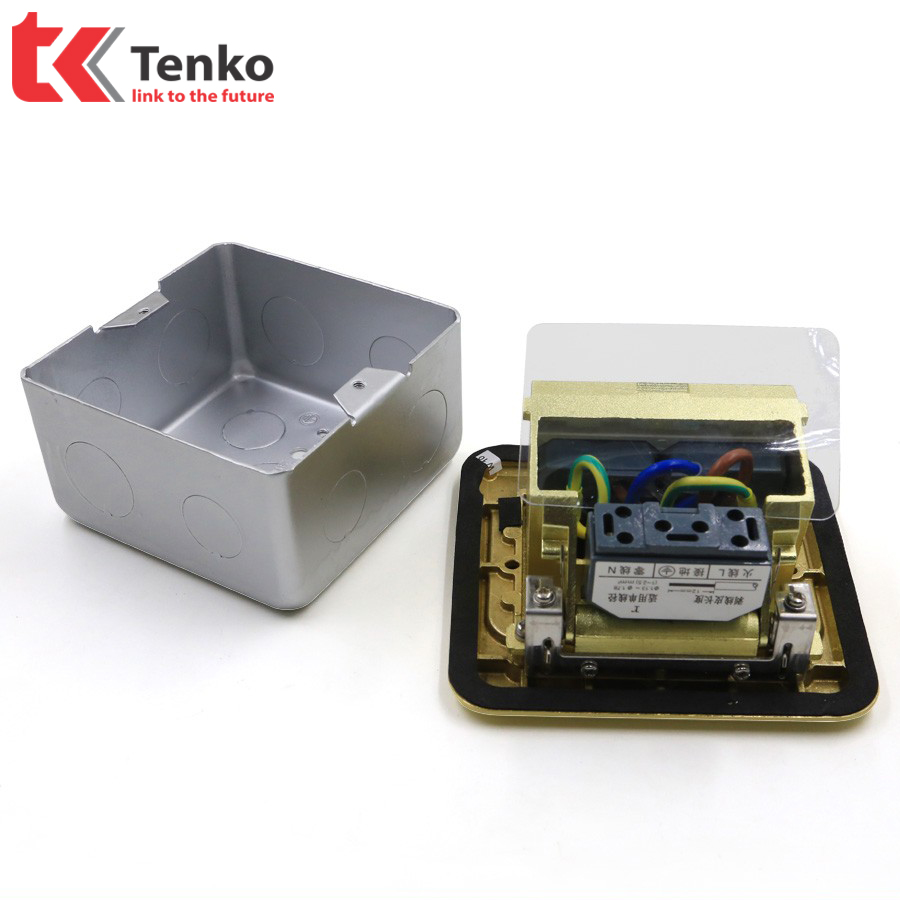 Ổ Cắm Điện Âm Sàn 3 Modules Bằng Đồng Tenko TK-J02-14