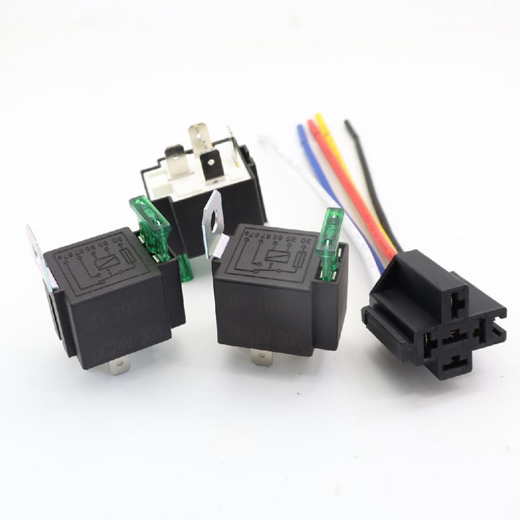 5PIN Automotive Relay Switch Harness Kit 30A Fuse 14AWG Hot Wire 12VDC