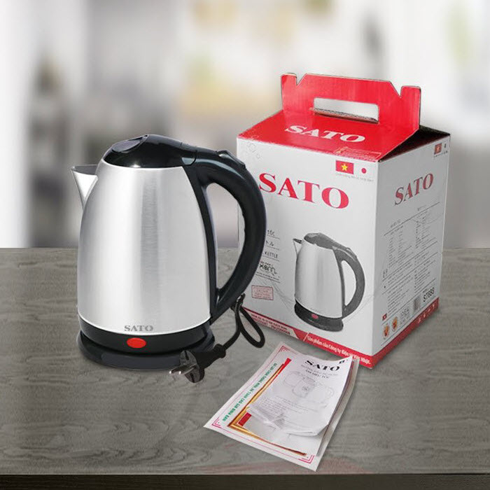 Ấm Siêu Tốc SATO 17ST48 1.8L - Thân ấm bằng inox 304 cao cấp không gỉ, an toàn sử dụng - Miễn phí vận chuyển toàn quốc - Hàng chính hãng