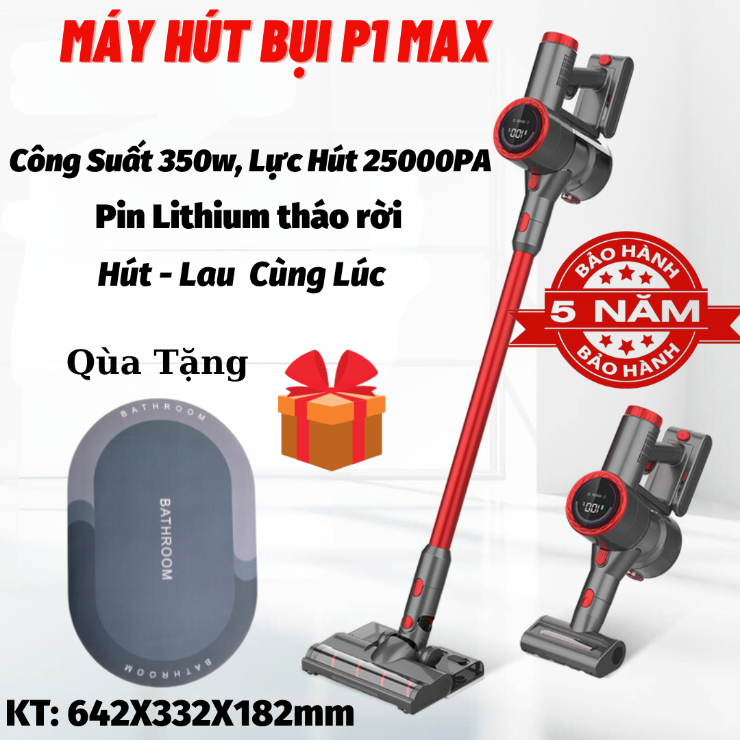Máy Hút Bụi Cầm Tay Không Dây, Lực Hút Siêu Mạnh 25000 PA, Cảm Biến Lực Hút, Có Tia UV Diệt Khuẩn, Màn Hình Điều Khiển Cảm Ứng.