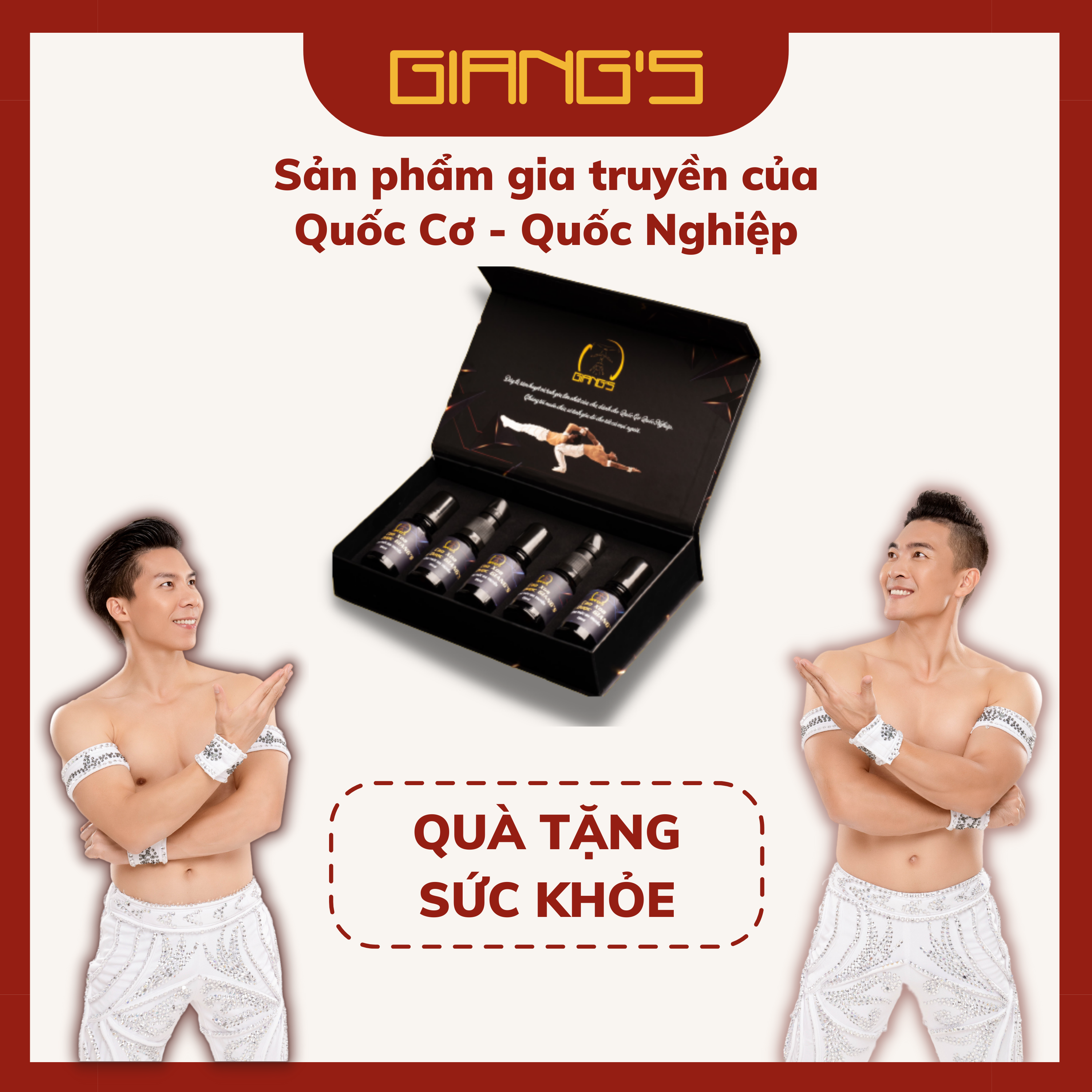 SET QUÀ TẶNG Cao Xoa Bóp Thảo Dược GIANG'S, Dầu xoa bóp gia truyền Quốc Cơ Quốc Nghiệp 15ml