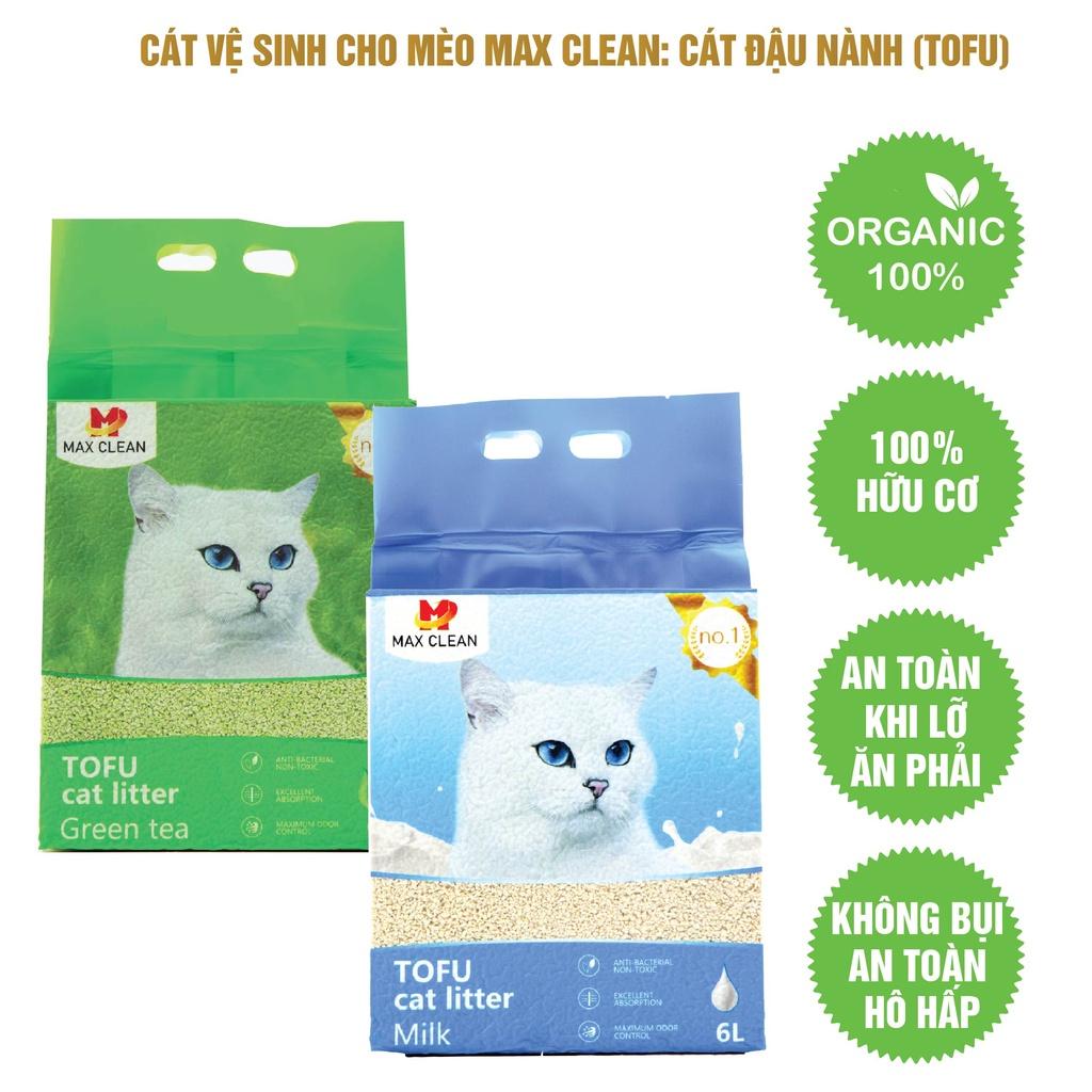 1 THÙNG 6 BỊCH Cát Đậu Nành Max Clean Cát Tofu Vệ Sinh Cao Cấp Cho Mèo Siêu Vón Cục Không Bụi- HeLiPet