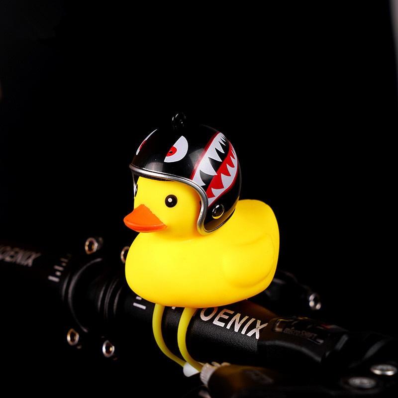 2020 Cartoon Bicycle Bells Yellow Silica Gel Duck Helmet Head Light Shining Mountain Bike Handlebar Duck Light Bell Accessories
